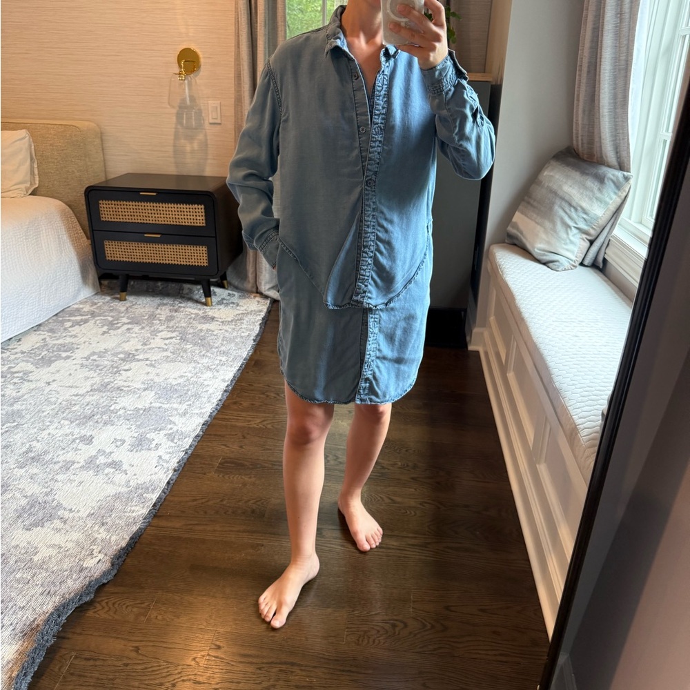 Denim Shirt Dress with Pockets